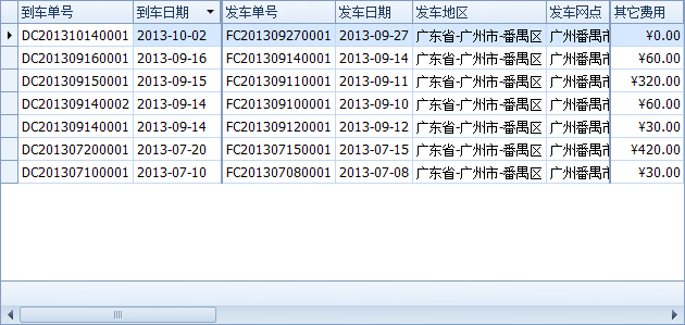 傲藍物流軟件-到車單列表